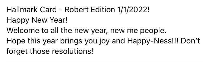 addiction_book's tweet photo. Hallmark Card - Robert Edition 1/1/2022!
Happy New Year!
Welcome to all the new year, new me people.
Hope this year brings you joy and Happy-Ness!!! Don’t forget those resolutions!
#HappyNewYear #NewYearNewMe #NewYear #HallmarkCardRobertEdition #DayOne #FirstEdition #HappyNess https://t.co/D0w6JGdN6i