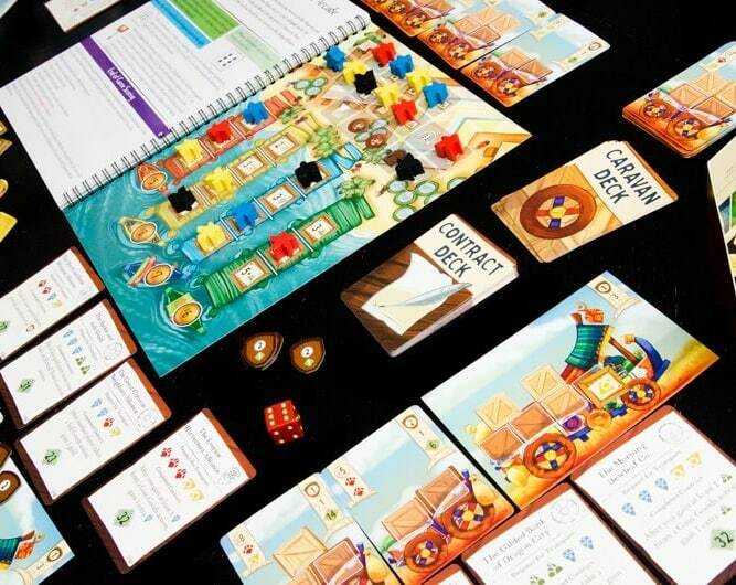BoardGamerSteph's tweet photo. Almanac: Dragon Road is a pretty awesome game from @kolossalgames. Tons of mini games to gather resources snd use them for contracts and points. Love turning the pahe to a new chapter each round! #almanac #boo #exploration #bgg #Allthegames #minigames #newgames #kolossalgames https://t.co/vB7xCBREm7