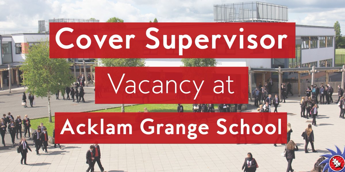 AcklamGrange's tweet photo. VACANCY: Cover Supervisor

We're looking to recruit an enthusiastic, conscientious and hard working individual to complement our team of Cover Supervisors.  

https://t.co/5XRiuk1S4u https://t.co/HfpeLtp40C