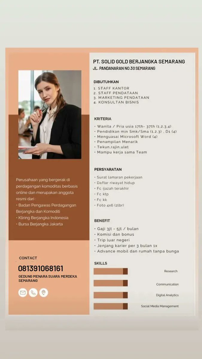 ignaraafany_'s tweet photo. #lokersemarang #lokerjateng https://t.co/rlqJdms6kA