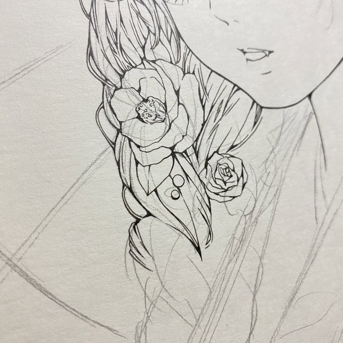 あまりイベントごとの絵は普段描かないんですけど珍しくお正月の絵描き始めてます 