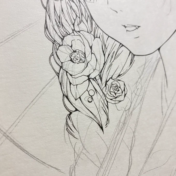 あまりイベントごとの絵は普段描かないんですけど珍しくお正月の絵描き始めてます 