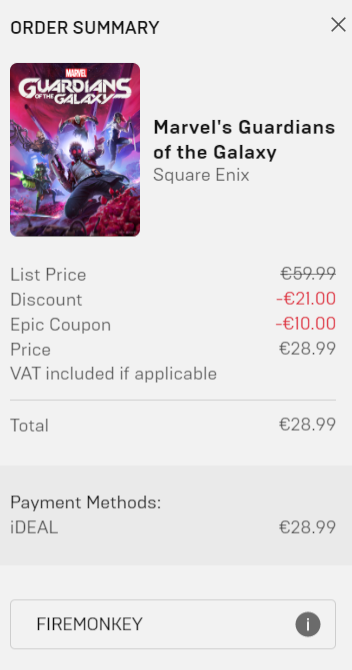 realmrenergy's tweet photo. Just bought "Marvel's Guardians of the Galaxy" using the code "FireMonkey" in the Epic Games launcher!🌟🔥

@firemonkey @_FireMonkey #FMCodeZone https://t.co/PParq8ACht