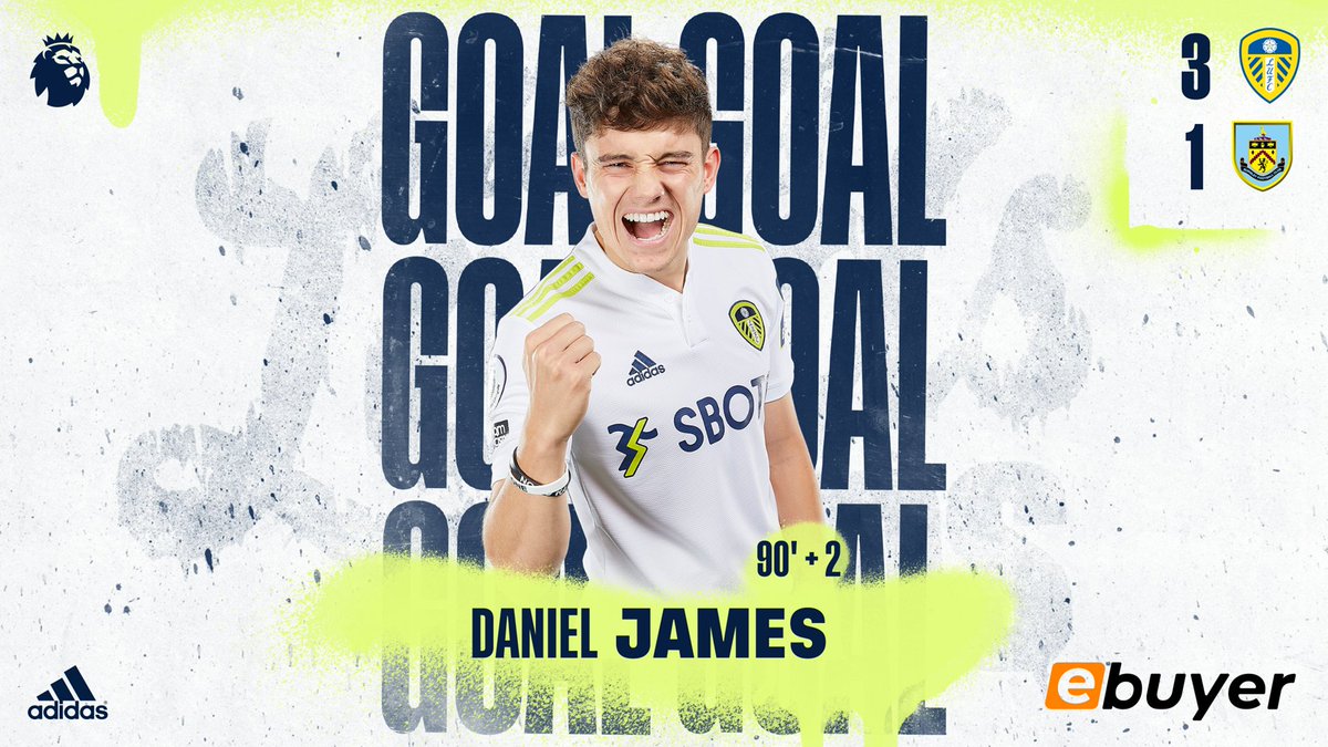 LUFC's tweet photo. 92' GGGGGGGOOOOOAAAAALLLLLL!!! DAN JAMES WITH THE THIRD!!!! 3-1 https://t.co/23v3nkDept
