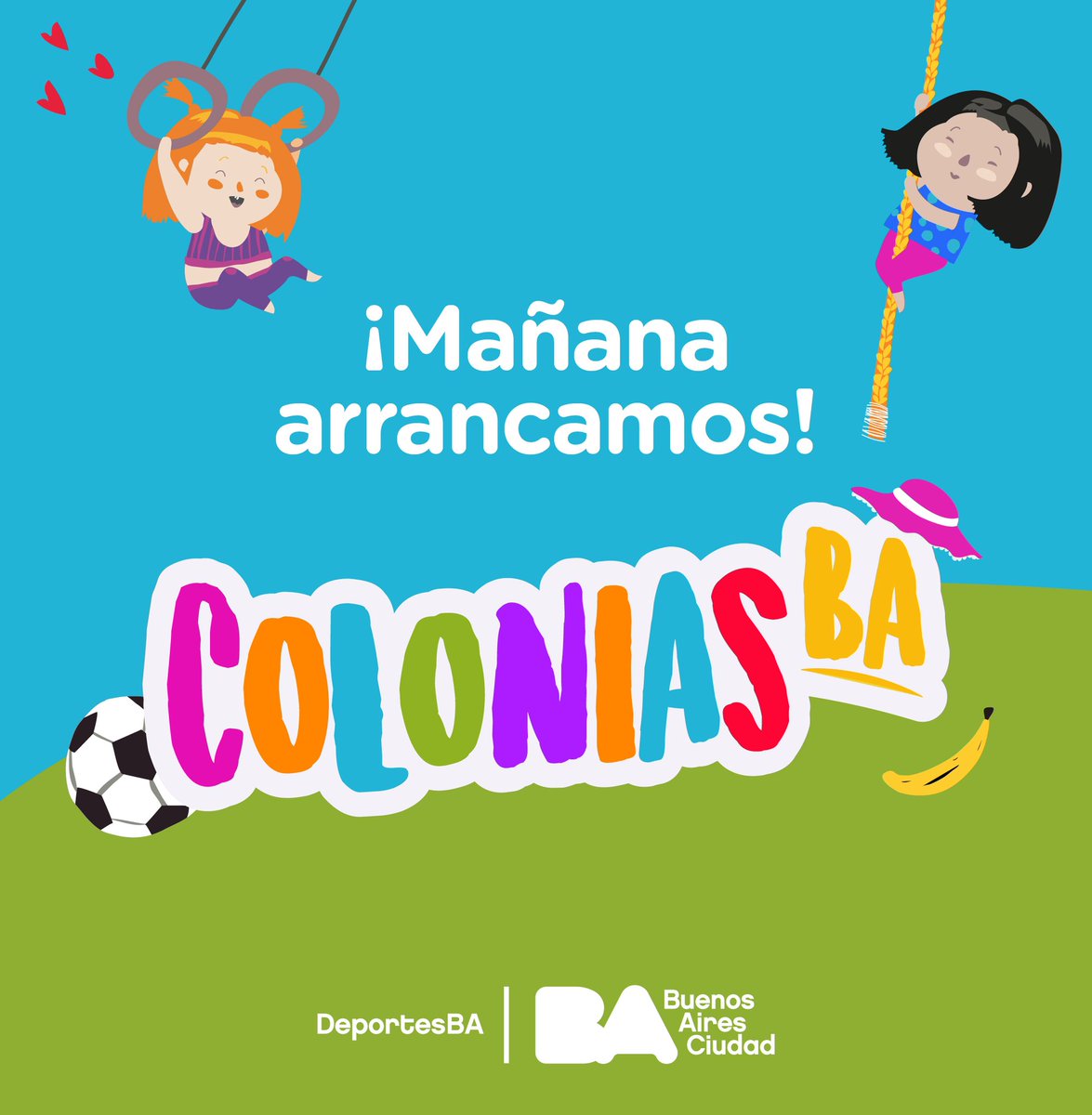 DeportesBA's tweet photo. ¡FALTA UN DÍA PARA QUE ARRANQUEN LAS #ColoniasBA!
Desde mañana, y hasta el 31 de enero, arranca una nueva edición de este programa que genera que miles de chicos y chicos se diviertan, jueguen y bailen sin dejar de lado el aprendizaje. https://t.co/SOwnNZQkbD