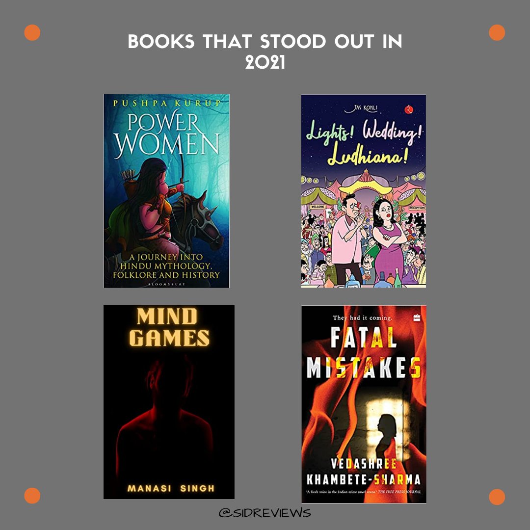 SidReviews's tweet photo. Power Women by @pushpakurup pub by @BloomsburyIndia 

Lights! Wedding! Ludhiana! By @authorkohli pub by @Rupa_Books 

Mind Games by @TheVanillaWrite

Fatal Mistakes by @theotherveda pub by @HarperCollinsIN https://t.co/2wKvjeIvXz