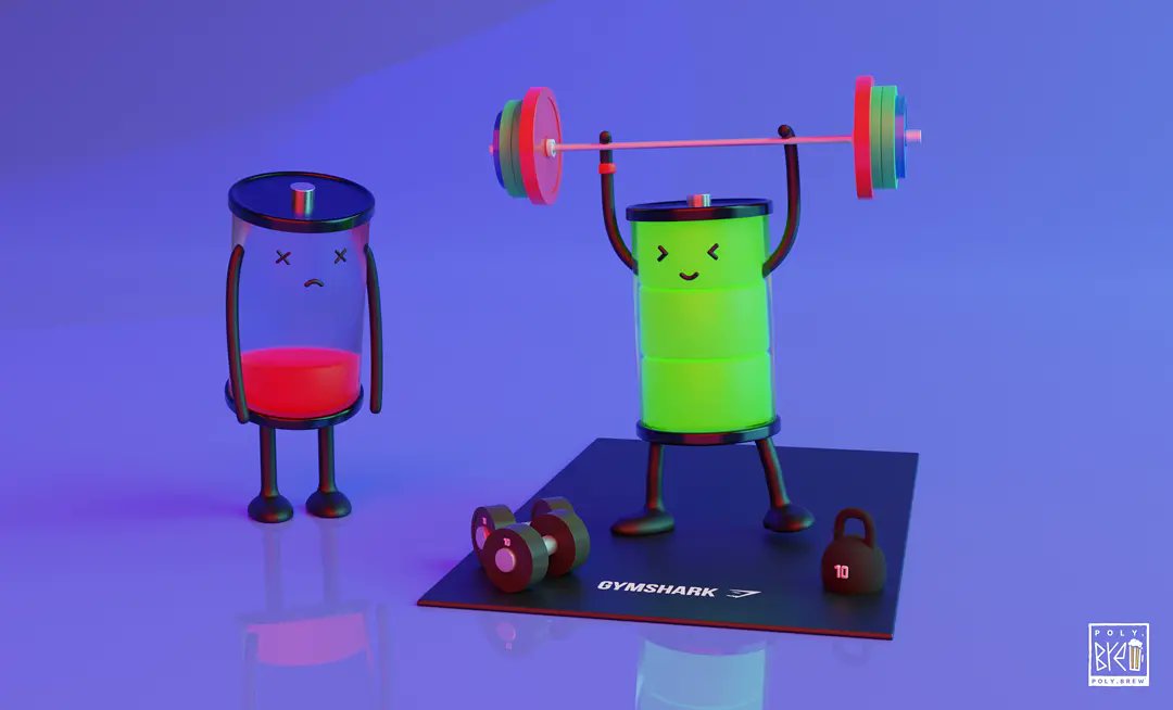 _polybrew_'s tweet photo. Recharge!⚡️⚡️
When you're down with your daily dose of trouble, a bit of iron can charge you up!!!

#Blender3d #Gymshark #digitalart #NFTCommunity #blendercommunity #artistsontwitter #lowpoly https://t.co/yFxyD4Zeip