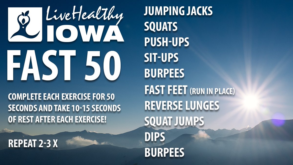 livehealthyiowa's tweet photo. This will get you moving. Push yourself through 2-3 rounds.
#LiveHealthyIowa #keepmovingIowa #weekendworkout https://t.co/Flhfbaj0iX