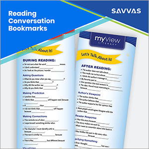 SavvasLearning's tweet photo. ⬇️ Download our free #myViewLiteracy Reading Conversation Bookmarks to use in your classroom! https://t.co/u5BXb7WHG6 #edchat #engchat #elachat #ScienceofReading https://t.co/QKtqPRtntD