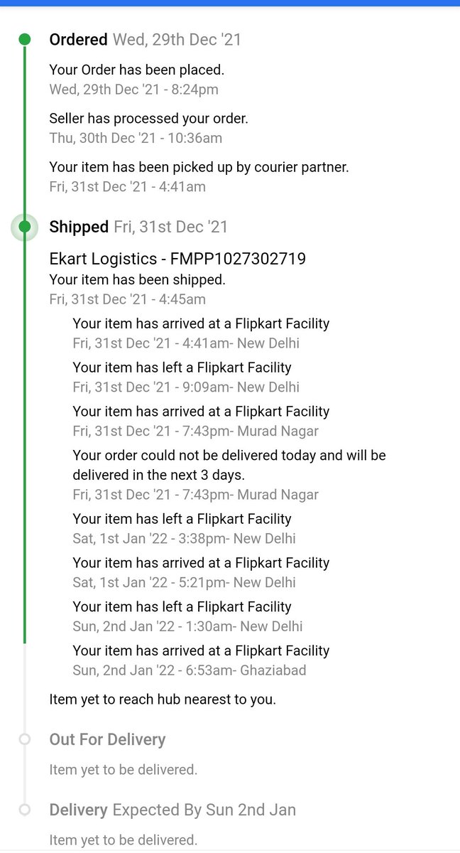 TechAmanK's tweet photo. @Flipkart I have ordered tripod from flipkart on 29 dec and delivery date was 31st dec. I contacted flipkart customer chat team on 31st dec but they also don't know anything. After 31st 7 PM the delivery date was reschedule to 2 January. Today is 2 January and it is not delivered https://t.co/D7i55ihFCw