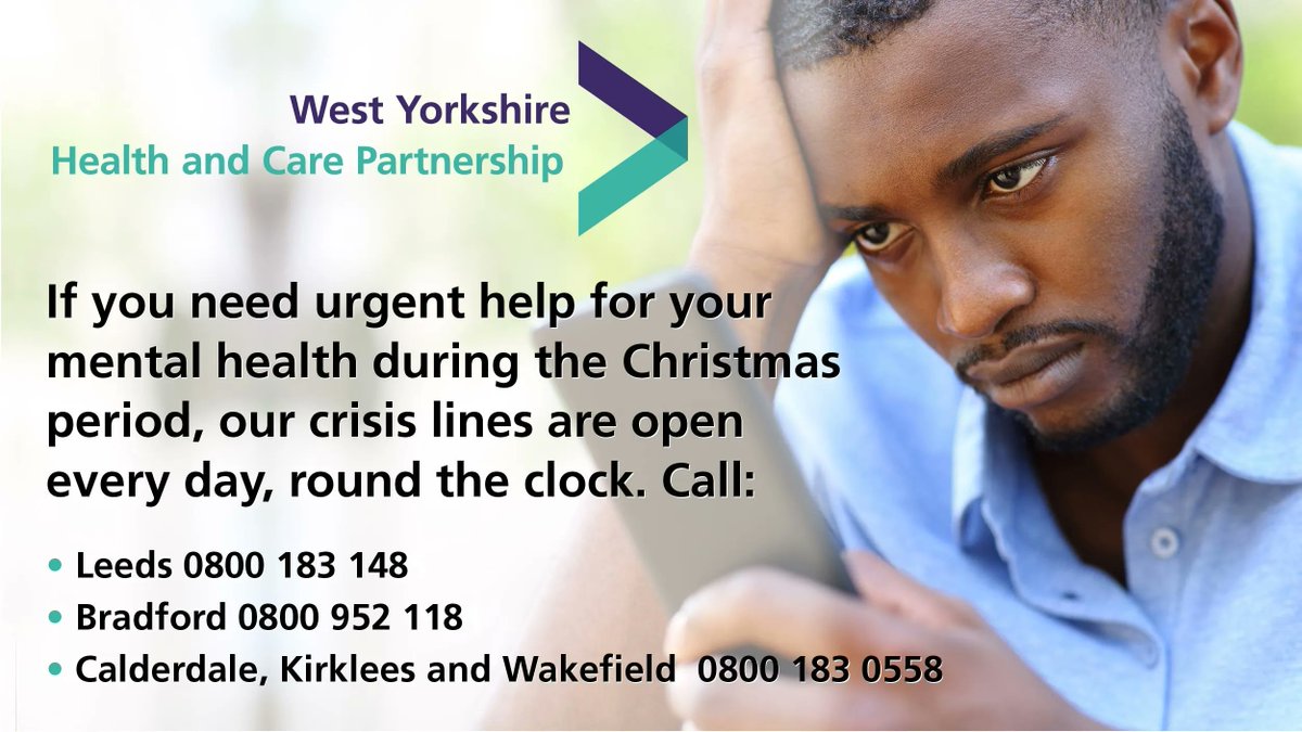 MyWakefield's tweet image. Need to talk? 🗣️❤️
If you are in need of some help over the festive period and New Year all our lines are open everyday 8am-8pm ☎️ 0808 196 3833 our ▶️▶️ online chat 🗣️📱service is also available here bit.ly/3yIRQ5a