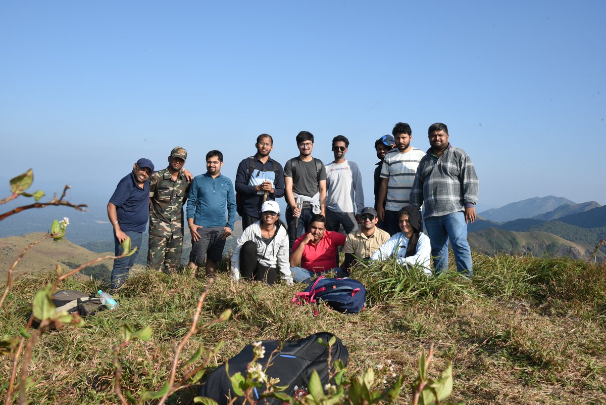 mangaloreman's tweet photo. My research group closed out 2021 by hiking from Talakaveri to the peak of Nishani Motte in Kodagu! The hike was led by Mr. Kumar of @aranya_kfd, who was fantastic. He ensured that we didn't get attacked by Cheetahs or wild Elephants! https://t.co/7lvcQNsLZe