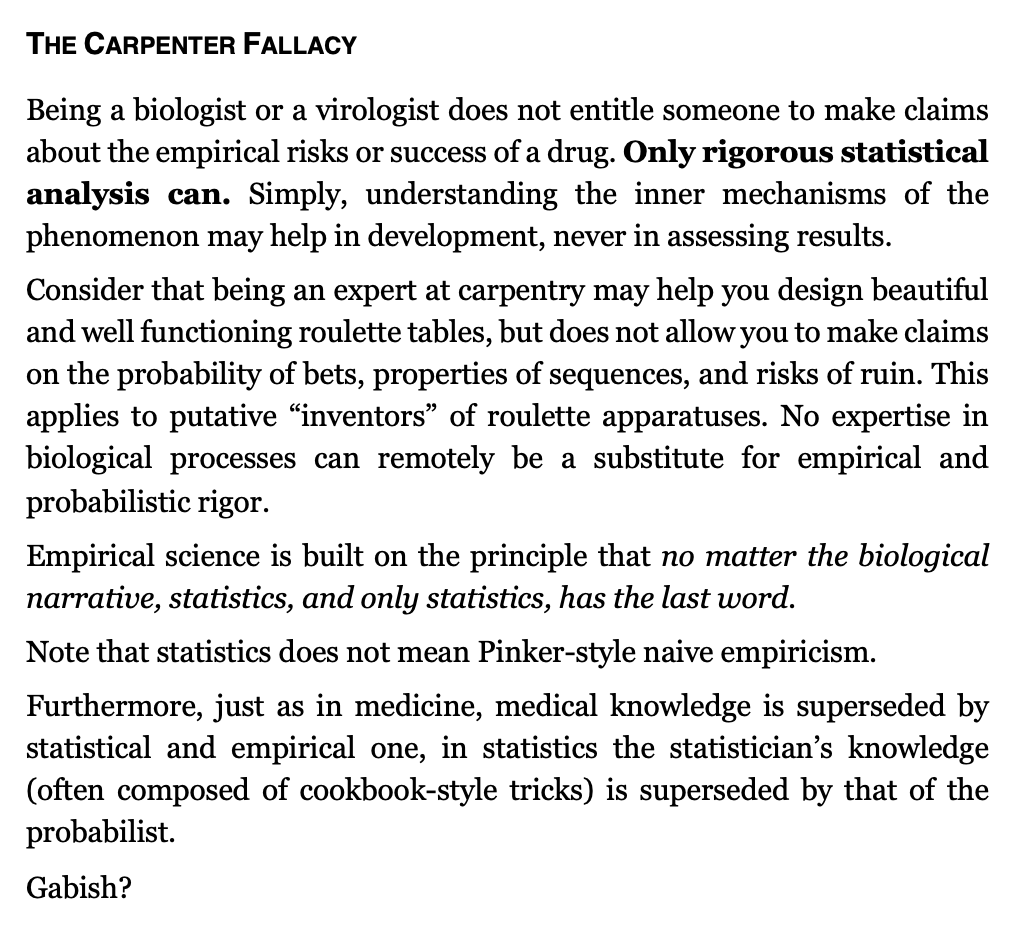 COVID DEBUNKING DU JOUR: more on the MALONE affair
Being a virologist or lab rat is nice &amp; helps develop drugs, but doesn't entitle one to empirical claims.

A degree, even a Nobel medal are nice ornament to put above the fireplace. But science is *only*  empirical/statistical.