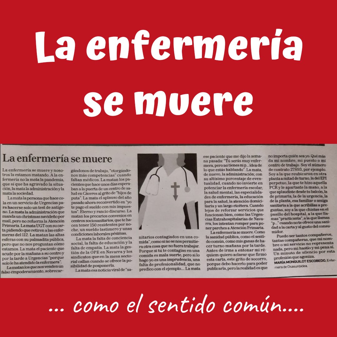 urgenciasemerge's tweet photo. La #enfermería se muere, y el sentido común también https://t.co/UDQE5CMiOz