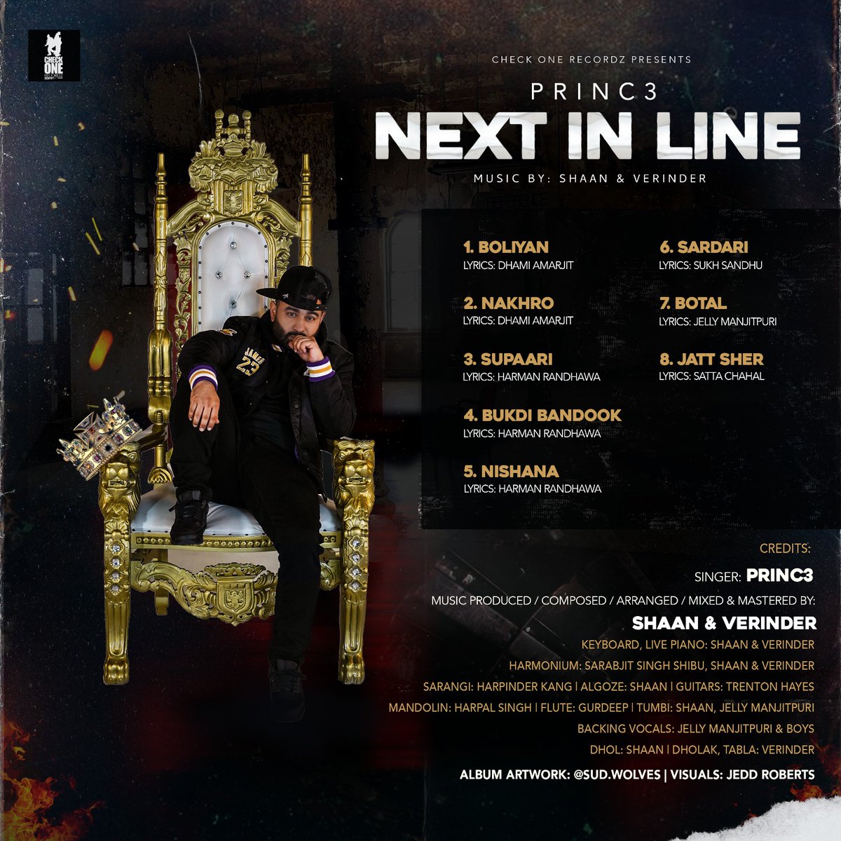 The 8 track album titled NEXT IN LINE by U.K. vocalist <a href="/PrinceUKMusic/">PRINC3</a> with music supplied courtesy of East London born and bred production duo @Shaan_Verinder  dropping soon via <a href="/CHECKONERECORDZ/">CHECK ONE RECORDZ</a>

#Bhangra #NewMusic #Droppingsoon