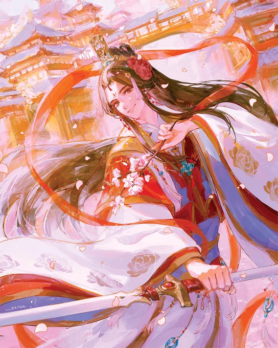 Xie Lian commission for his voice actor @TheHowardWang!  He will have these as prints so please keep a look out 😊

#天官赐福 #HeavenOfficialsBlessing 