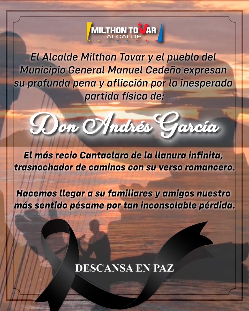 milthontovar's tweet photo. Andrés García, el Caicareño, sus canciones y su talento serán inmortales...
@amarcanopsuv 
@NicolasMaduro 
#bolivarrenace ... https://t.co/mWApihVRDR