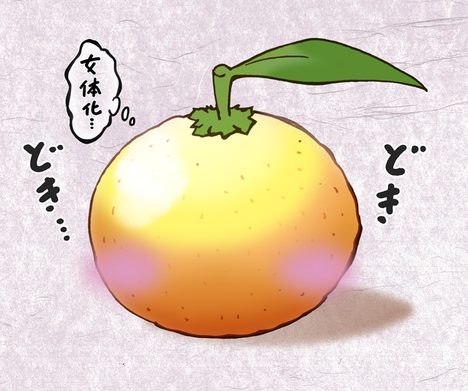 皆の意見を取り入れつつ365日後に可愛いマスコットキャラクターになる予定だが、特に意見も集まらずバズりもせず、ただカビて腐っていくだけのミカン。
2日目

意見が1つだけきました。「女体化すれば?」と…。 
