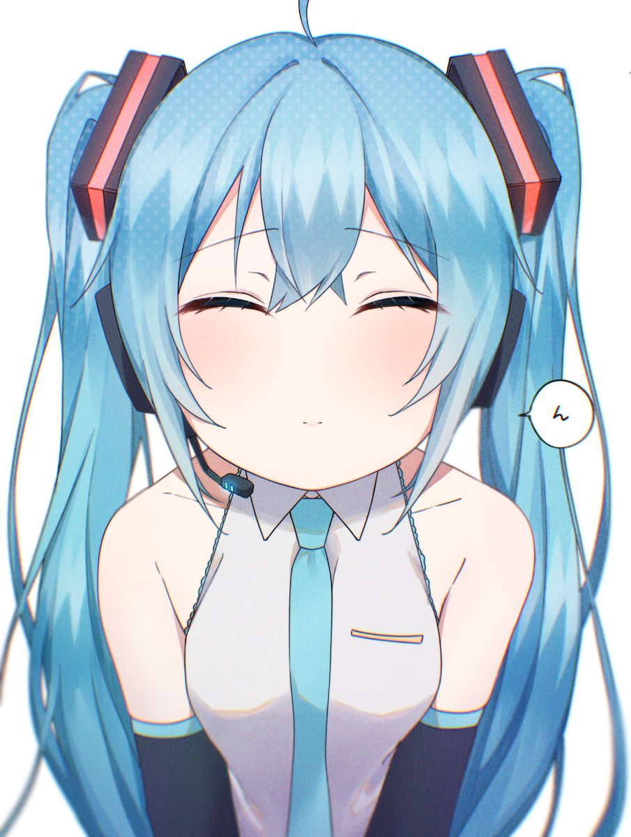 hatsune miku 1girl solo twintails long hair necktie closed eyes shirt  illustration images