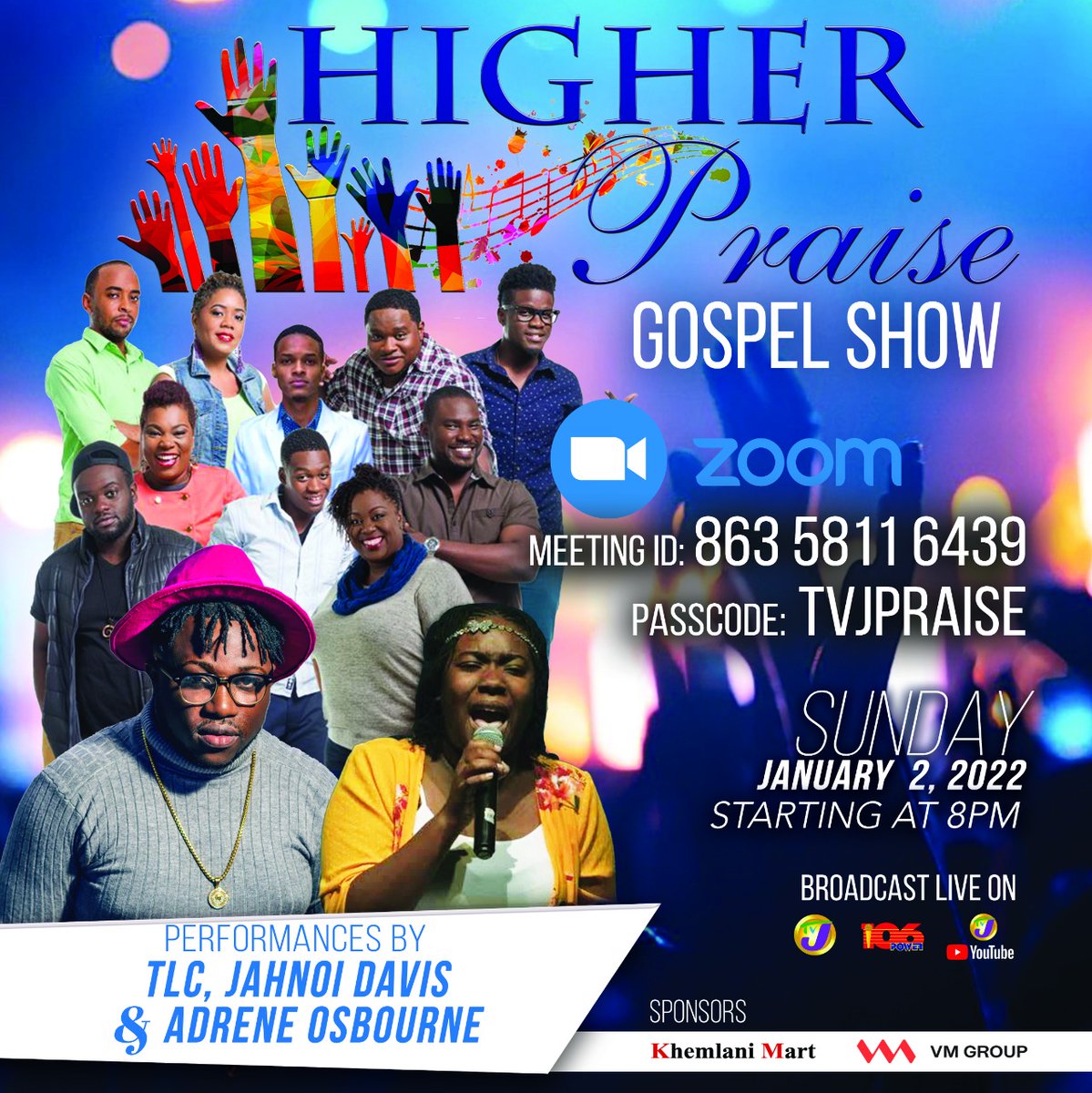 televisionjam1's tweet photo. Show us your praise and worship TONIGHT on #TVJHigherPraise. Join us on #Zoom at 8PM and show us how you are celebrating the New Year with praise. 

#gospel #church #Sunday #praise #worship #HigherPraise https://t.co/ant4GT7Wv5