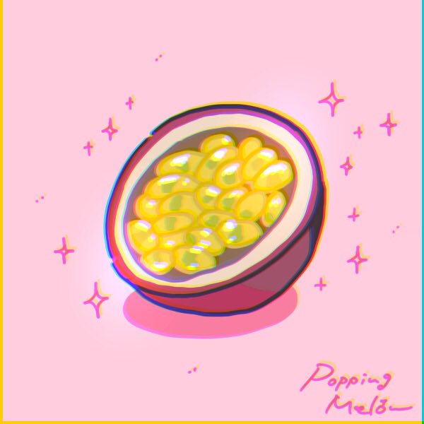 ポッピング メロン パッションフルーツ 1日1絵 絵 イラスト オシャレ好きと繋がりたい 絵描きさんと繋がりたい イラスト好きな人と繋がりたい 80年代 レトロイラスト パッションフルーツ Passionfruit レトロ エモ ノスタルジック アート