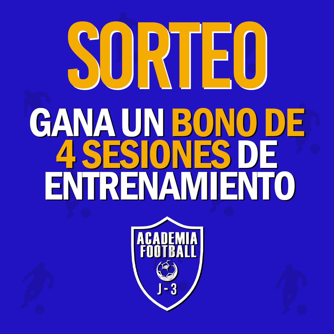 ACADEMIAFOOTJ3's tweet photo. 🎁 ¡SORTEO DE UN BONO REGALO DE 4 SESIONES DE ENTRENAMIENTO EN LA ACADEMIA FOOTBALL J-3! 🎁

¿Qué tengo que hacer?

1. Síguenos en TWITTER.
2. Da RT a este tweet. 
3. Comenta mencionando a 3 amigos.

El 9 de enero anunciamos el ganador.

¡MUCHA SUERTE! ⚽️ https://t.co/iSFCmu0Vs8