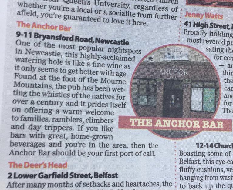 Nice we review from <a href="/edwinmcfee/">Edwin McFee</a> ‘Best Bars Around’ in todays <a href="/TheSundayLife/">Sunday Life</a>