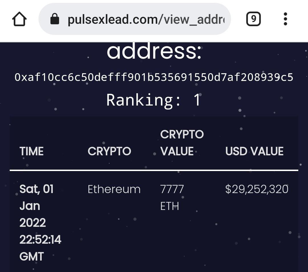 Did you see that the <a href="/TheRealGodWhale/">Team God</a> sacrificed 7777 ETH in his typical coded fashion today?  Cool guy. #Hex #Hexican <a href="/RichardHeartWin/">Richard Heart</a> #pulseX #PulseChain