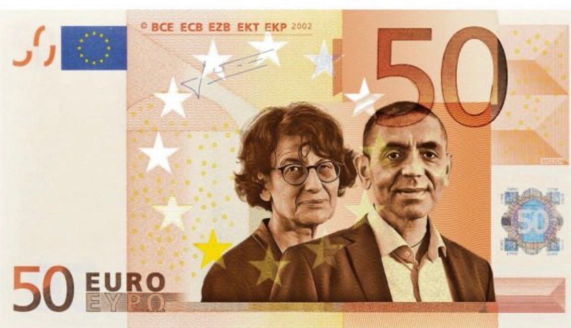 Özlem Türeci ve eşi Uğur Şahin'i tebrik ederim. Euro üzerine resimlerinin basılması teklif edilmiş. Gurur verici.