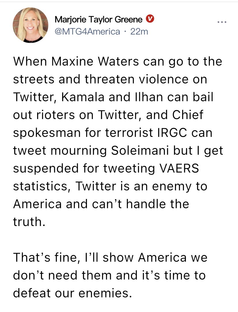 UPDATE: MTG responds to Twitter via her <a href="/GETTRofficial/">GETTR</a> account