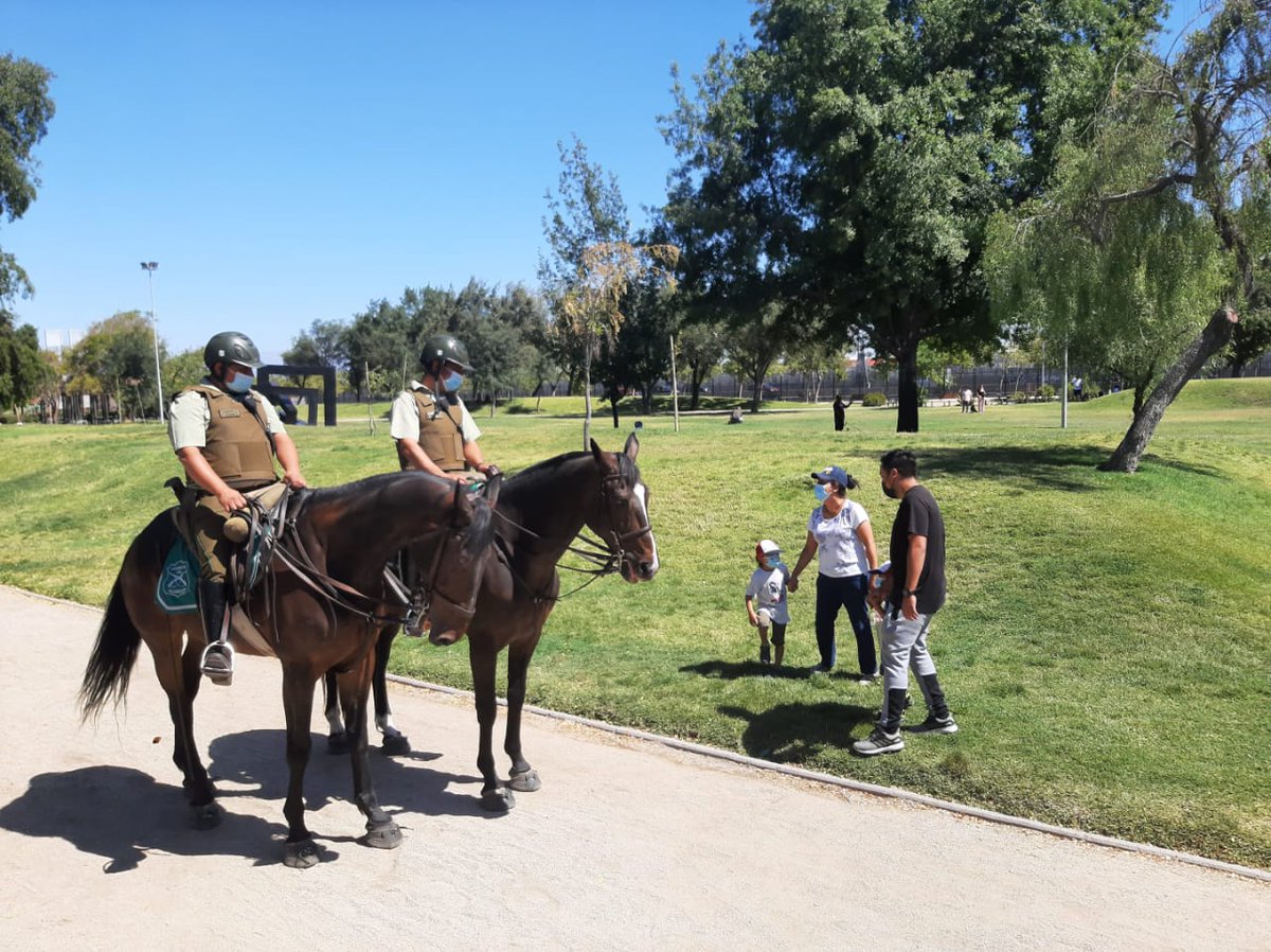 CarabPrefecSur's tweet photo. #SanRamón: En el contexto de sus permanentes labores preventivas y de control, Carabineros despliega servicios montados y reforzados por la Prefectura de Radiopatrullas e Intervención en el #ParqueLaBandera
#LaPrevenciónEsNuestraEsencia 
#CarabinerosDeTodos https://t.co/5KZGzsEFfO