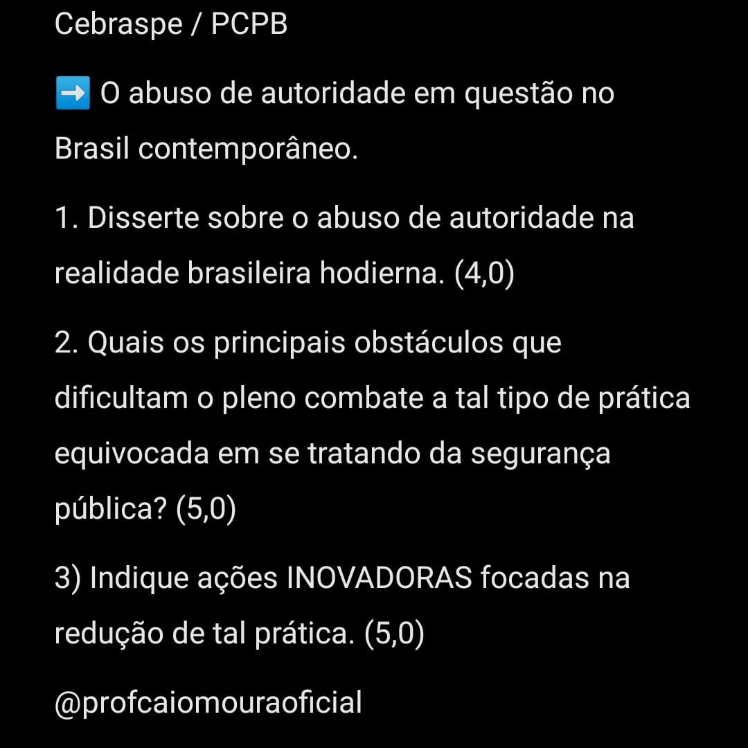 ProfCaioMoura's tweet photo. ➡️ Tema para você que está se preparando para o grande concurso da #pcpb! #cebraspe dando o nome indo e vindo, caros estudantes! Vamos que vamos, concurseiros! Juntos... VENCEREMOS!
.
.
.
.
.
#cespe #provacespe #provacebraspe  #redaçãocespe #redaçaocespe #redaçãocebraspe https://t.co/DXSIZH2JYU