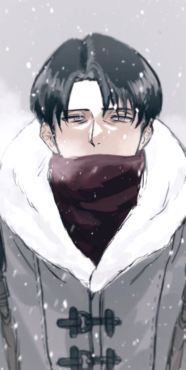 1boy male focus solo snowing black hair coat winter clothes  illustration images