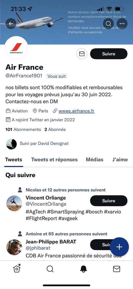 Attention un compte essayant de se faire passer pour <a href="/AirFranceFR/">Air France FR</a> <a href="/AFnewsroom/">Air France Newsroom</a> <a href="/airfrance/">Air France</a> sévit en ce moment sur Twitter! Il s’agit de phishing dont le but est d’obtenir des informations personnelles/confidentielles afin d’en tirer parti!
Merci d’être vigilant et faire suivre!