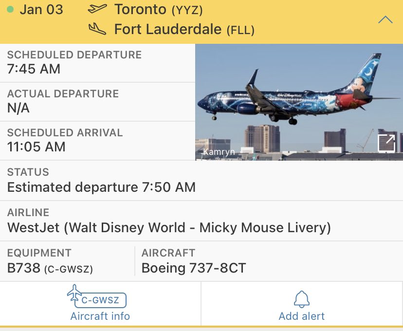 CaptainZacYT's tweet photo. @flightradar24 I can’t help but point out that you spelled “Mickey” wrong on the WestJet Walt Disney World livery 😂 https://t.co/wWTBCpEuw1