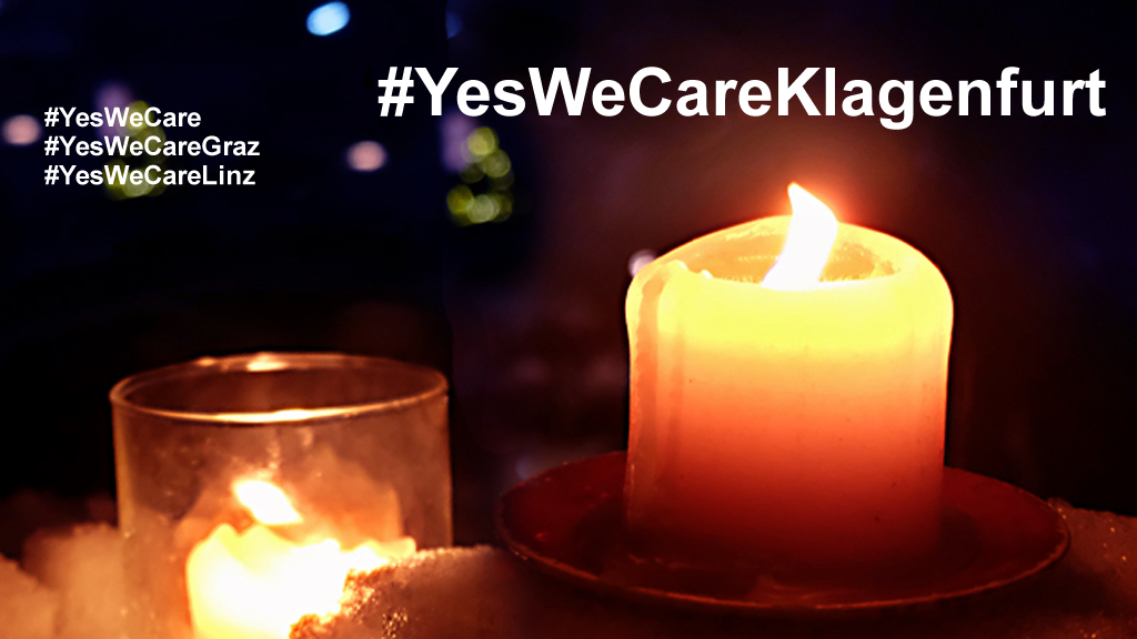 Nach #YesWeCare in Wien, #YesWeCareGraz und #YesWeCareLinz sollte auch #Klagenfurt #Celovec ein #Lichtermeer zustandebringen. #yeswecareKlagenfurt  Bitte weitersagen und teilen!
