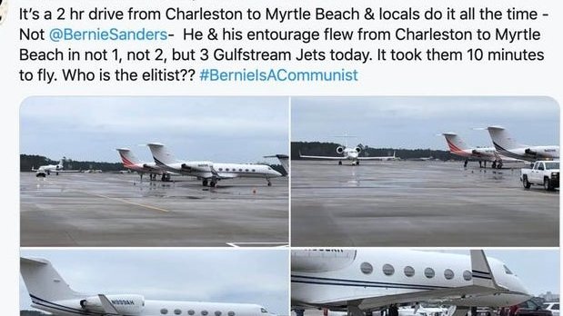 Our_Cambridge's tweet photo. AOC is in free Florida.
But where is sincere socialist Bernie Sanders + his private jets?
Sanders + his 3 favorite private jets flew from strict DC to free SC.
SC Passports? NO
SC Masks? NO
SC Jabs? NO
SC Bernie? YES
#CambMA #MApoli #NHpolitics #VTEnergy #NHpower #MEpolitics https://t.co/sqTHeYyADM