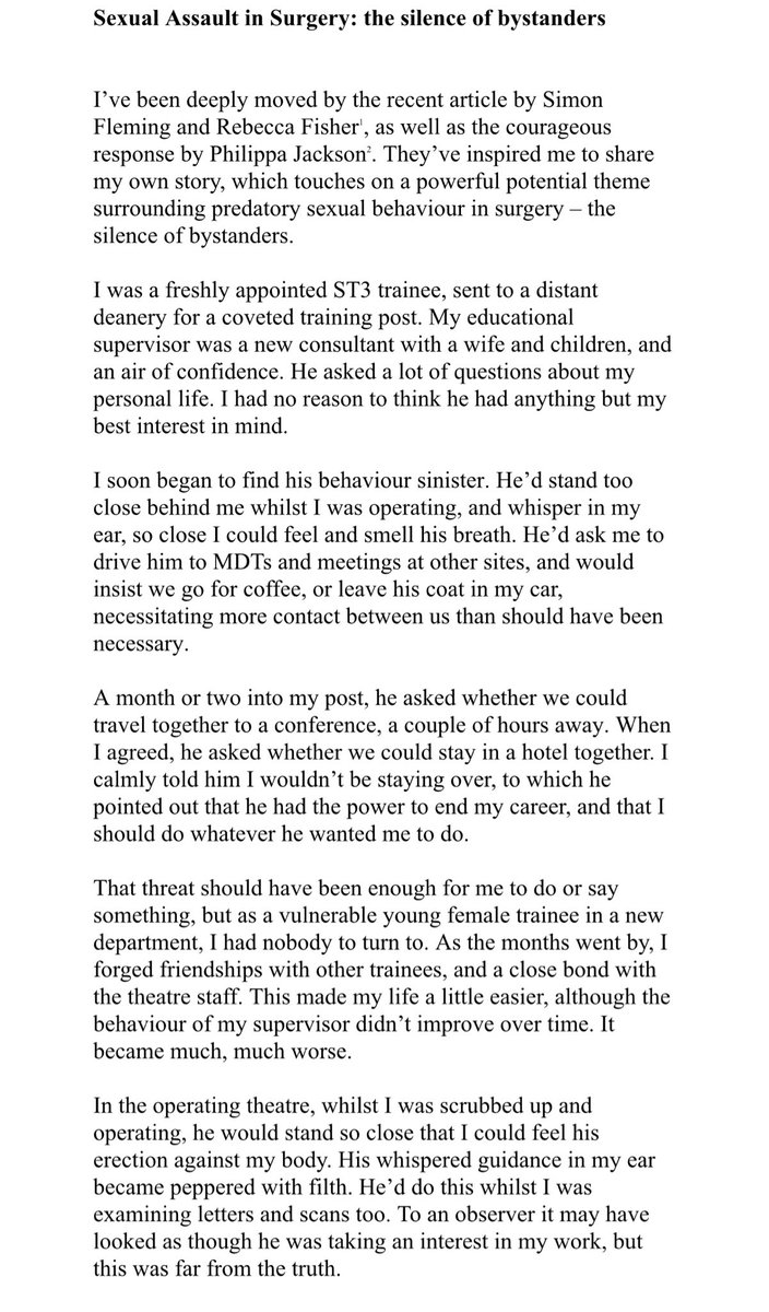 OrthopodReg's tweet image. Amongst the replies to my tweet, I have received another harrowing story of #sexualassault in #surgery

I have been asked to share it by the author  &amp;amp; do so with their consent

My DMs are filled with many of these experiences

We can &amp;amp; must do better

#surgery #metoo #medtwitter