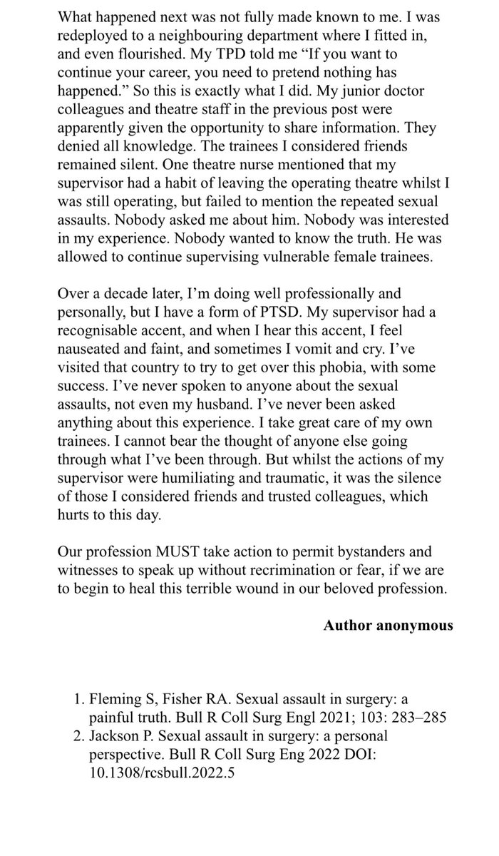 OrthopodReg's tweet image. Amongst the replies to my tweet, I have received another harrowing story of #sexualassault in #surgery

I have been asked to share it by the author  &amp;amp; do so with their consent

My DMs are filled with many of these experiences

We can &amp;amp; must do better

#surgery #metoo #medtwitter