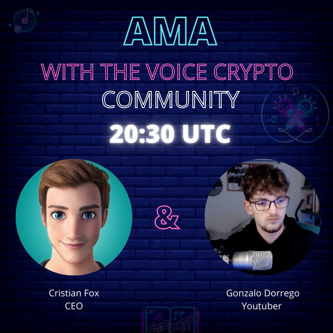 TheVoiceNFT's tweet image. Today 20:30 UTC --&amp;gt; AMA with Gonzalo Dorrego (@nftworldnetwork)

Meet "The Voice Crypto" team and ask all the questions you have.

Important: This will be in our native language Spanish. 
In the future we will do it in English.