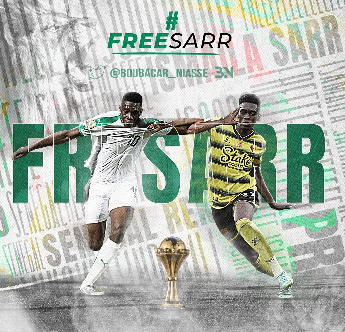 Boubacar_Niasse's tweet photo. #FreeSarr 
Le cas Ismaila Sarr alimente le débat entre la Fédération Sénégalaise et Watford. Le Lion veut jouer la Coupe d’Afrique mais les examens de sa blessure deviennent un moyen pour son club de le retenir contre son gré, suscitant la colère des supporters du Sénégal.
🇸🇳🦁 https://t.co/8Bbq1waiUq