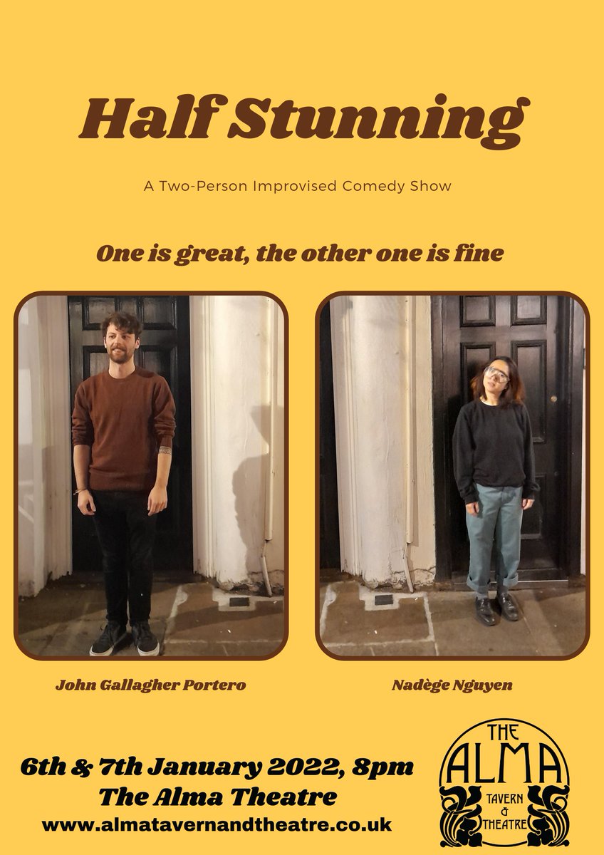I'm partnering up with <a href="/Nadegen/">Nadege Nguyen</a> for a (Half) Stunning evening of improvisational comedy.

Please come. I will be (Half) appreciative.