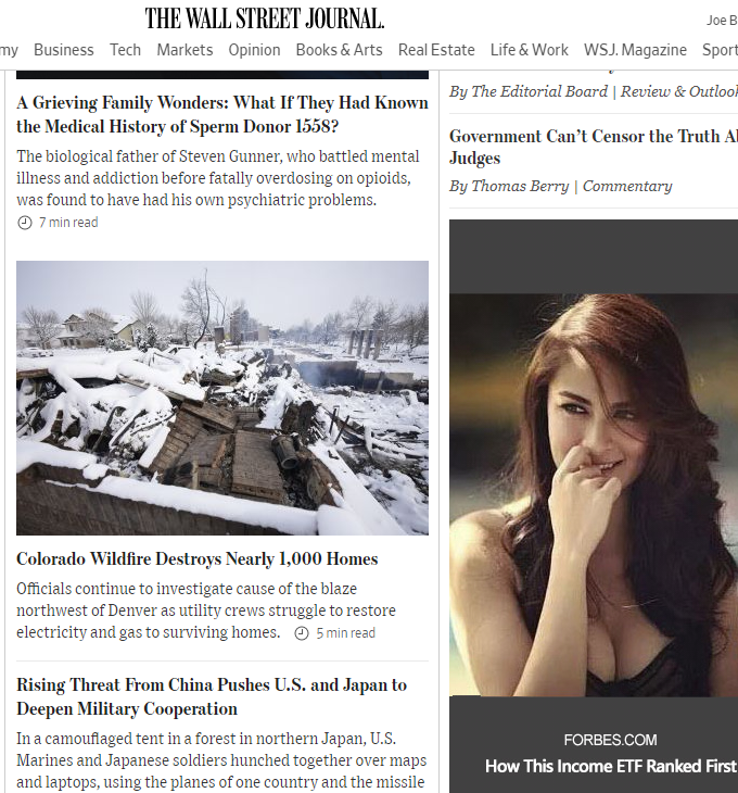 FJBussell's tweet photo. @WSJ_Online, this is an unfortunate ad placement. 
@Forbes, is this ad in line with your values? https://t.co/XHZEH04Hya