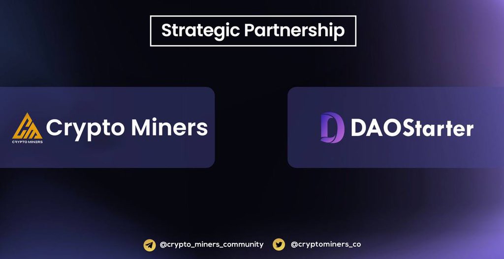 CryptoMiners_Co's tweet photo. Partnership Announcement🎯

We're happy to announce our new partnership with @DaoStarter.

♦️DaoStarter is a public token launchpad, booster for crypto projects, offering a safe &amp; quick way to raise liquidity for DAPPs.♦️ https://t.co/VR2ZT1mKih