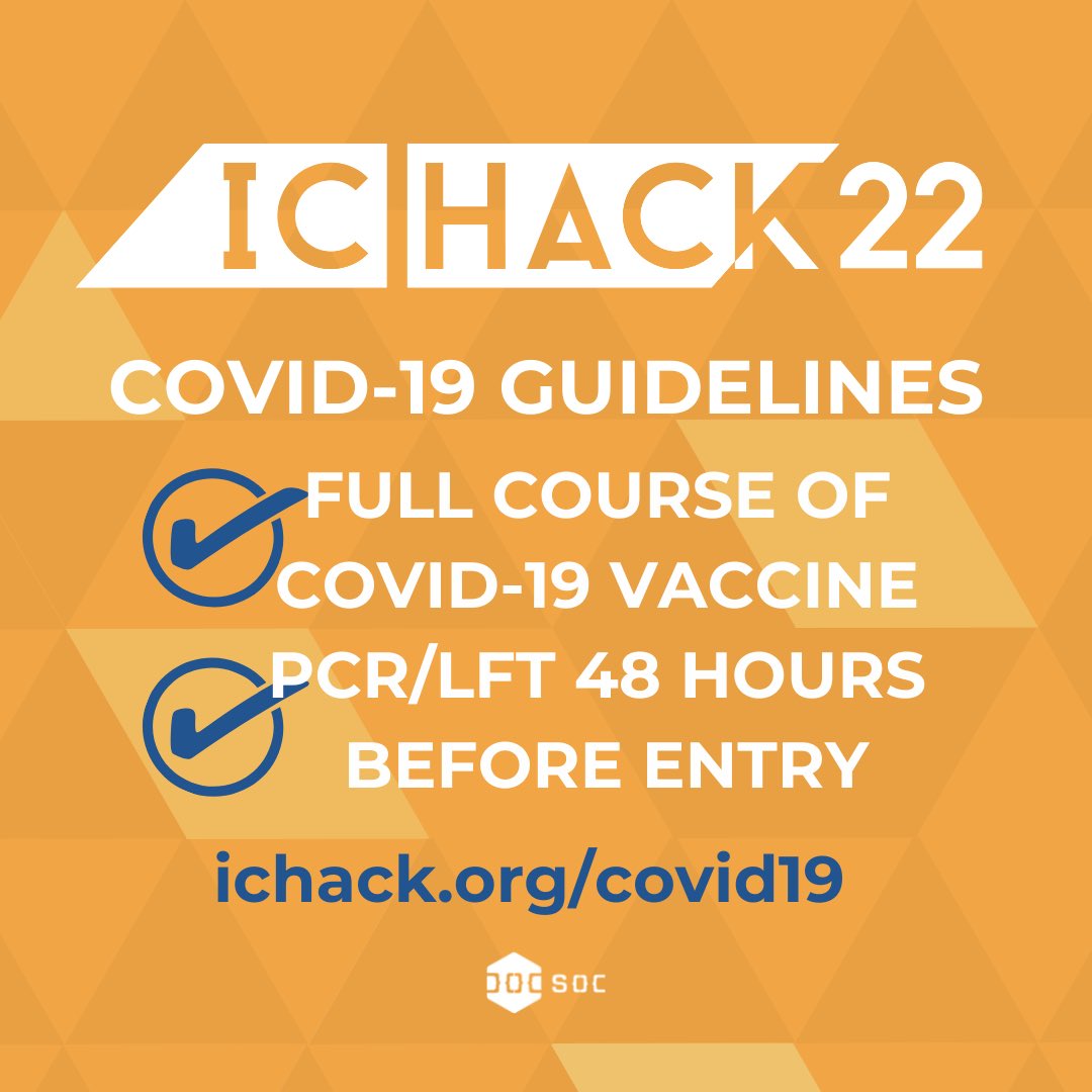 ICHackUK's tweet image. Safety first, that’s why we introduced some COVID-19 Guidelines for IC Hack 22. More details at ichack.org/covid19