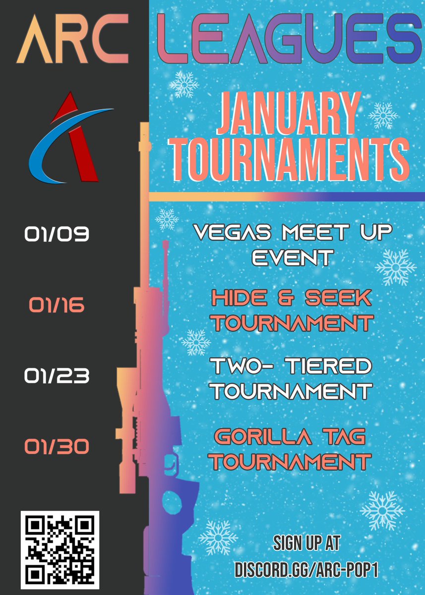 ARCLeagues's tweet photo. ❄❄JANUARY❄❄

Who's excited for this months Sunday tournaments!? 🔥

Head over to the ARC Discord to register for these events and join in on the fun!
https://t.co/yj7JlfIgCf https://t.co/PGQobHHdi6