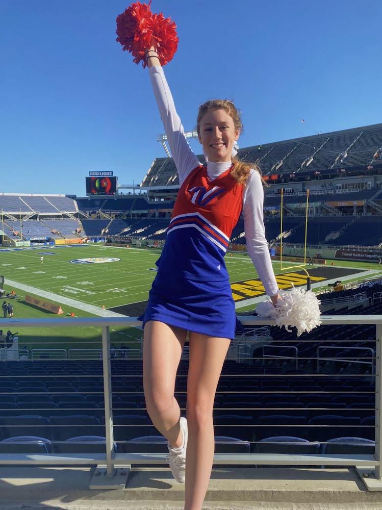 SkuttCatholic's tweet photo. Congratulations to senior Addison LeGrand representing Skutt Catholic High School as a UCA All American cheerleader at the 2022 Citrus Bowl in Orlando, Florida https://t.co/ZAYxQqHwjj
