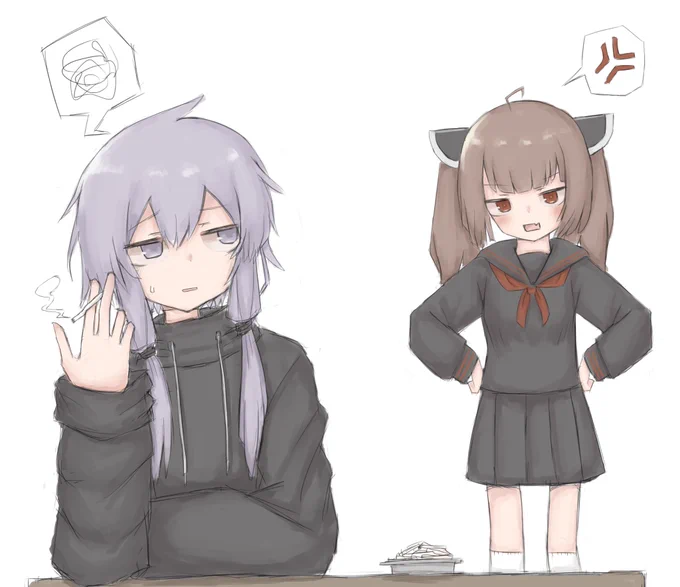 お題箱から ゆかりさんの一人暮らしのアパートに遊びに行ったら灰皿に山になったタバコを見つけて怒るきりたん 