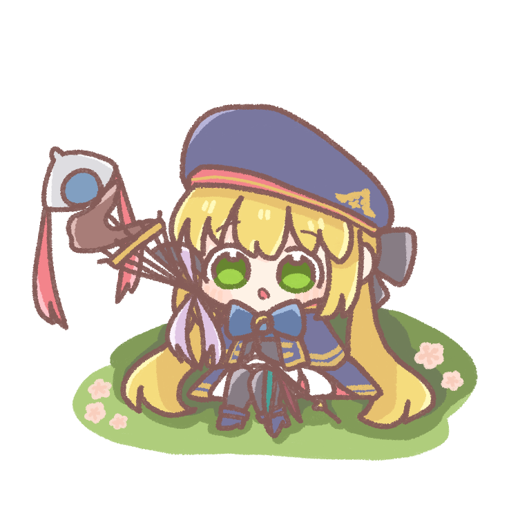 artoria caster (fate) ,artoria caster (second ascension) (fate) ,artoria pendragon (fate) 1girl green eyes solo blonde hair hat white background chibi  illustration images