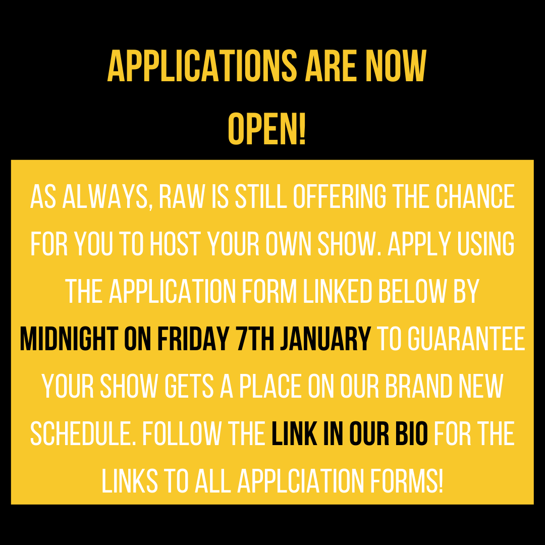 RAW1251AM's tweet photo. APPLICATIONS WILL CLOSE ON FRIDAY 7TH JANUARY - SO GET YOURS IN QUICK!
DM us with any questions! Love your RAW1251AM team x #RAWreset https://t.co/INisy2n9zD